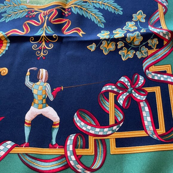Salvatore Ferragamo Vintage Silk Scarf – Equestrian & Sports Theme - Picture 4 of 15